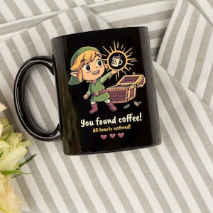 Zelda Mug, You Found Coffee All Hearts Restored Mug Zelda Fan Mug, Game Lover Fan Mug, Gamer Mug