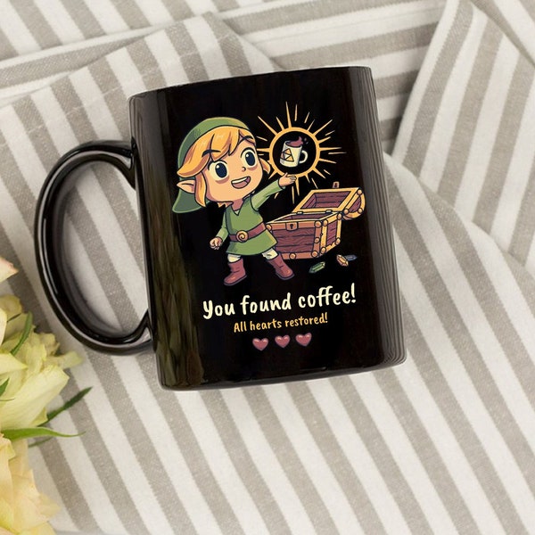 Zelda Mug, You Found Coffee All Hearts Restored Mug Zelda Fan Mug, Game Lover Fan Mug, Gamer Mug