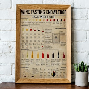 Wine Tasting Poster, Basic Wine Guide  Knowledge, Wall Art Home Decor, Gift For Wine Lovers, Unframed Poster
