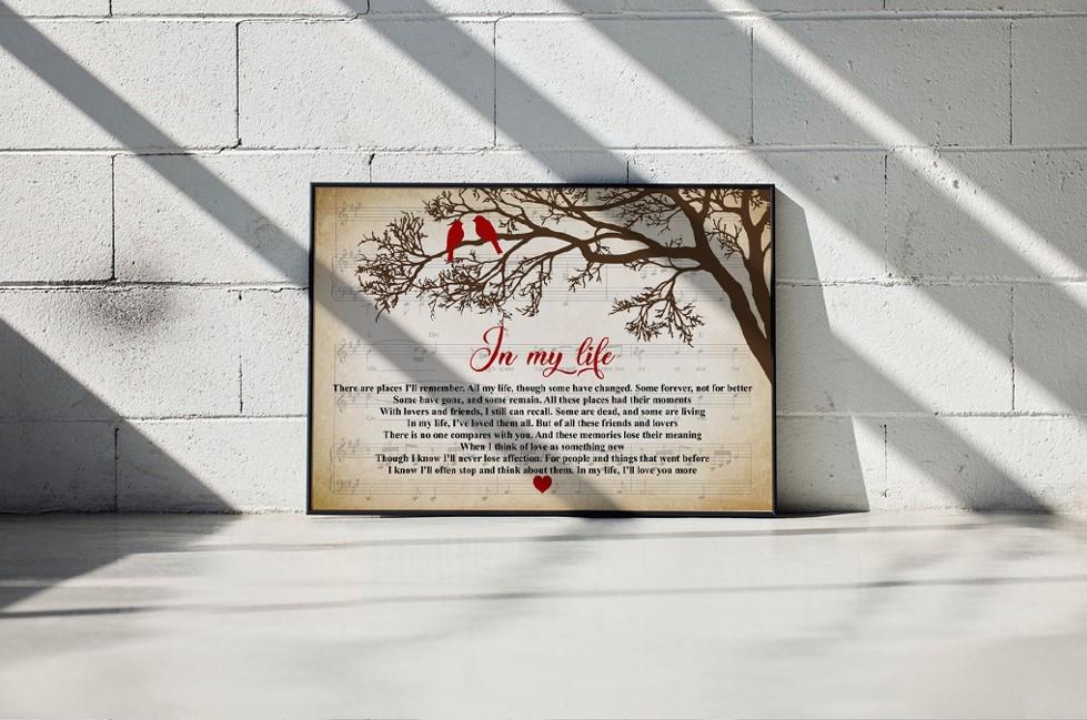 In My Life Lyrics Poster & Canvas, Version 2, 'in My Life' Lyrics