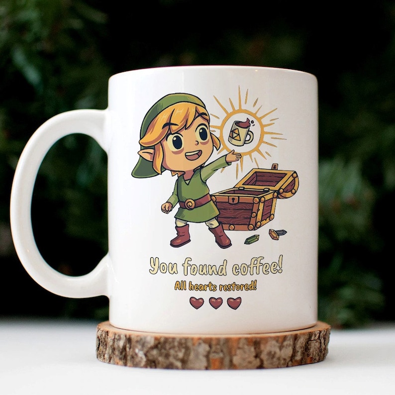 Zelda Mug, You Found Coffee All Hearts Restored Mug Zelda Fan Mug, Game Lover Fan Mug, Gamer Mug White 11oz