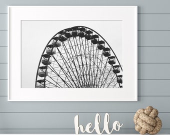 X Fine Art Photo ~ Ferris Wheel ~ Photography Prints Original Artwork ~ Romantic B&W Image ~ Berlin Amusement Park SpreePark ~ Office Decor