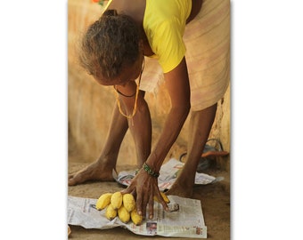 Going Bananas ~ Photographic Art Print ~ Original Artwork ~ Indian Woman Portraiture ~ Travel Photography ~ Yellow Wall Art - Fine Art Photo