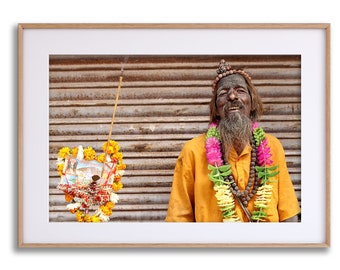 X In Sense ~ Photographic Art Print ~ Original Artwork ~ Indian Man Portraiture Travel Photography ~ Yellow Wall Art Fine Art Photo Incense