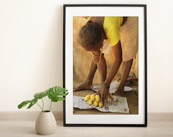 Bananas Wall Art Print ~ Yellow Bananas Photo Prints ~ An Indian Woman Portraiture Selling Bananas ~ Goa Unique Photography ~ Yellow Photo