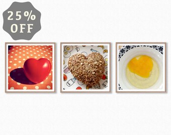Food & Love Photography ~ 25% Off Set of 3 Prints ~ Square Photo Prints 8x8" 12x12" 16x16" 20x20" ~ Fine Art Prints, Original Heartwork (-,