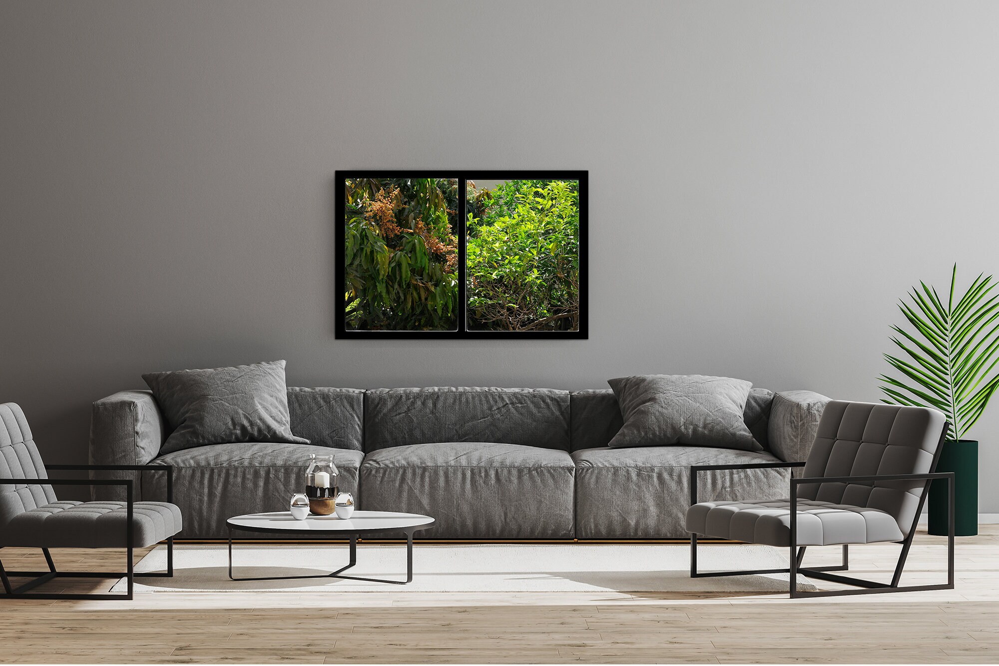 X Window View Photo Print ~ Mango Tree and Orange Tree Picture Through ...