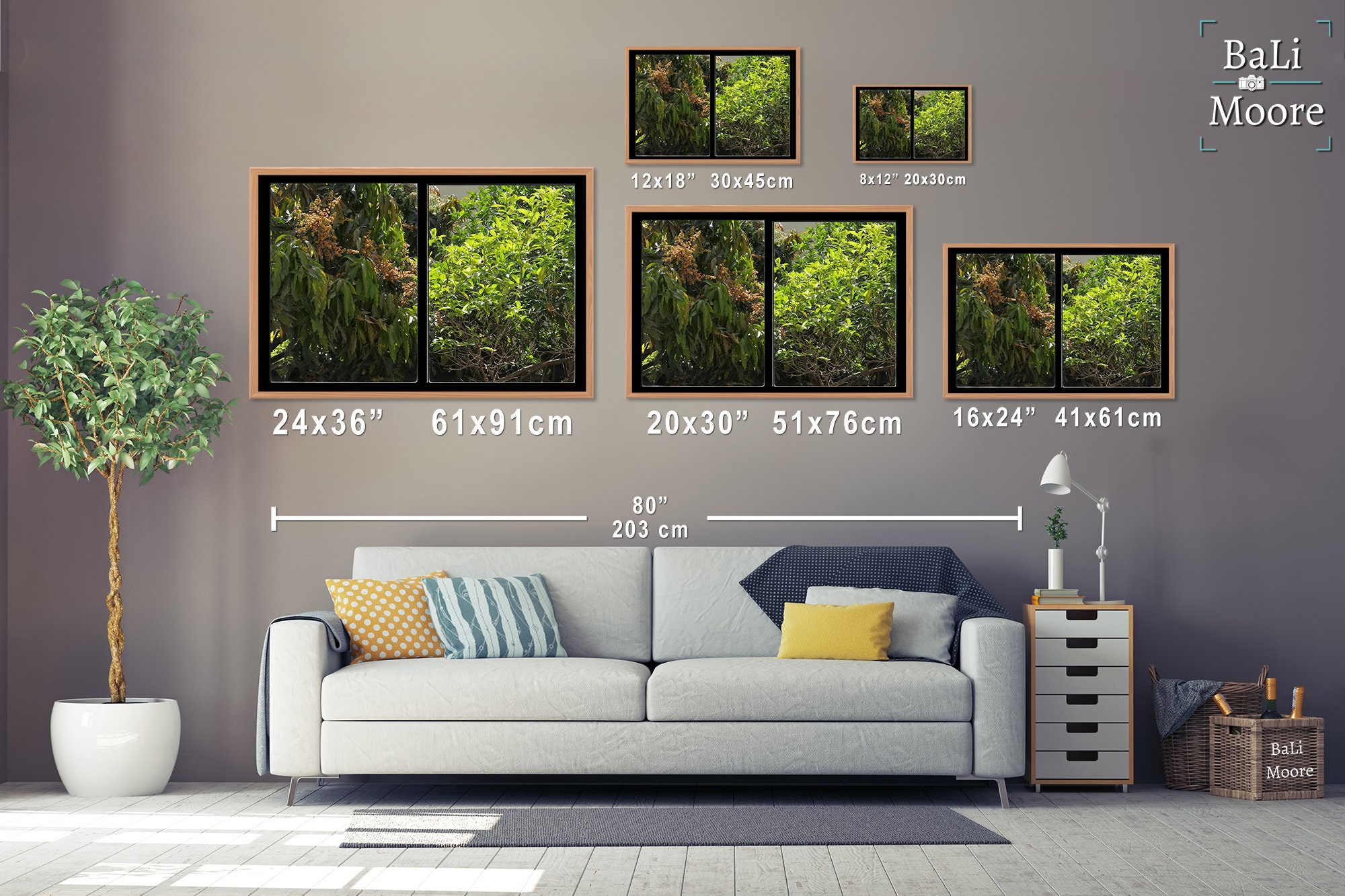X Window View Photo Print ~ Mango Tree and Orange Tree Picture Through ...