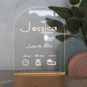 Birth Stat Sign, Birth Announcement, Hospital Sign, Nursery Sign , Acrylic Night Lamp, Personalized Nursery Decor