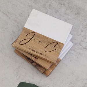 Personalized coasters, set of four, custom coasters, wedding gift, coasters monogram, marble coasters, wood coasters, personalized gifts