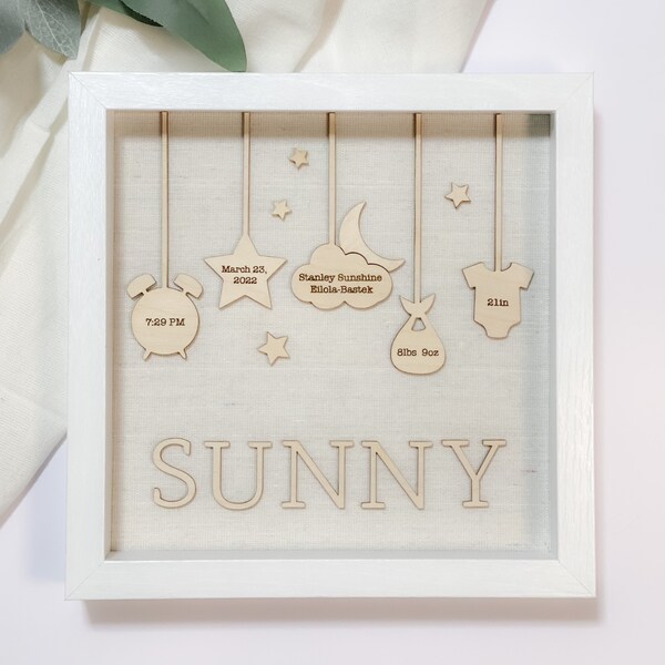 Birth Stats Nursery Decor, Birth Announcement Sign, Shadow Box Sign, Personalized, New Born Gift, Baby Boy Gift, Baby Girl Gift