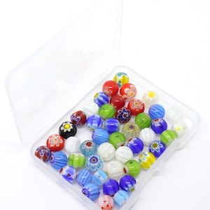 A small box of  Handmade 8mm Millefiori Beads. Approx 48 beads