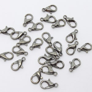 Pack of 25 x Gunmetal Black Plated 12mm Lobster claw Clasps