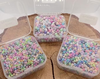 Box of 50g Mixed Pearlised Glass Seed Beads  2mm, 3mm or 4mm