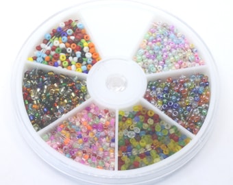 2mm Glass Seed Beads Variety Box: Pearlised, Foil, Lustre, Opaque, Frosted, Colour lined