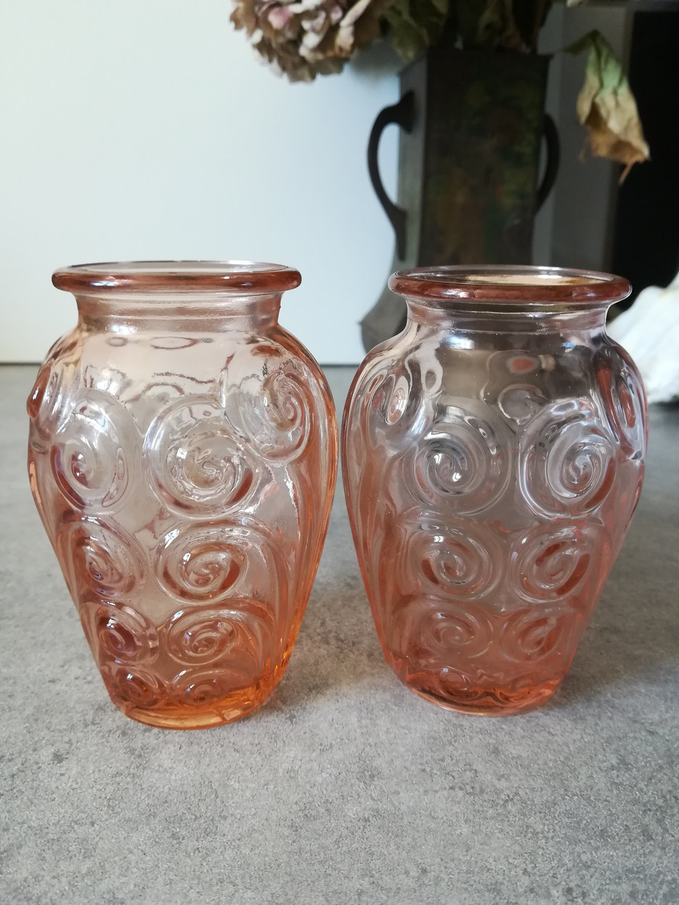 PINK GLASS VASES vases en verre rose Art Deco 1920 Etsy