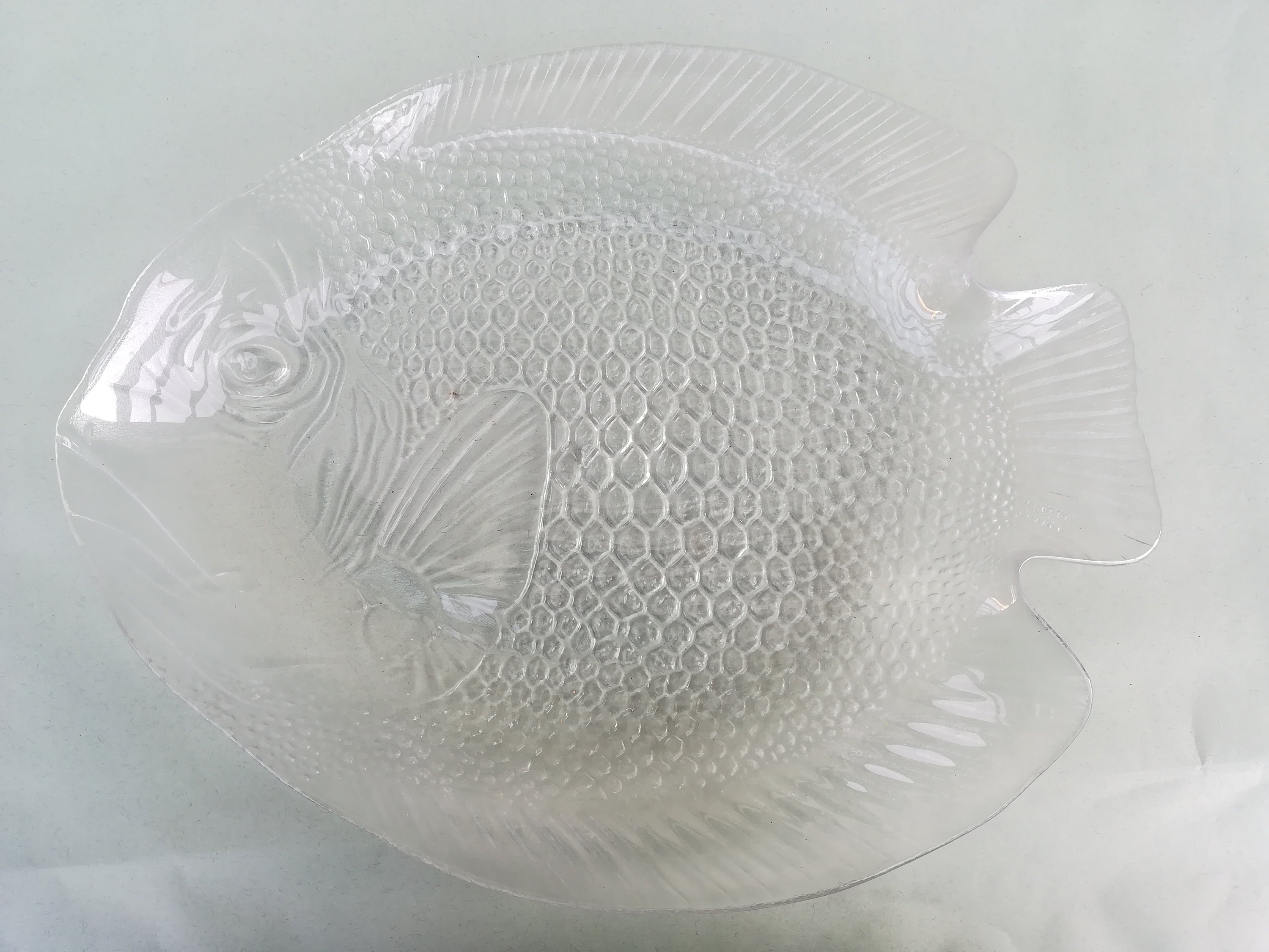 Glass Fish Plate, Ensemble de Plats Poisson Arcoroc, Année 70