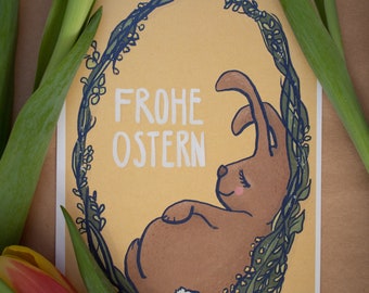 maritime Postkarte Frohe Ostern Osterhase