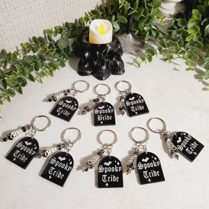 Goth Bridesmaid Bat Tombstone Keychain, Spooky Bride/Tribe, Goth Occult Witch Halloween Bride/Bridesmaid Proposal/Gift by TwistedEverAfter