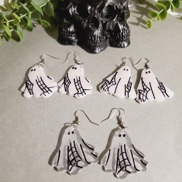 Ghost Web Earrings, White/Clear, Goth/Occult/Witch/Fall/Halloween Dangle Earrings, Bride/Bridesmaid Proposal/Gift by TwistedEverAfter