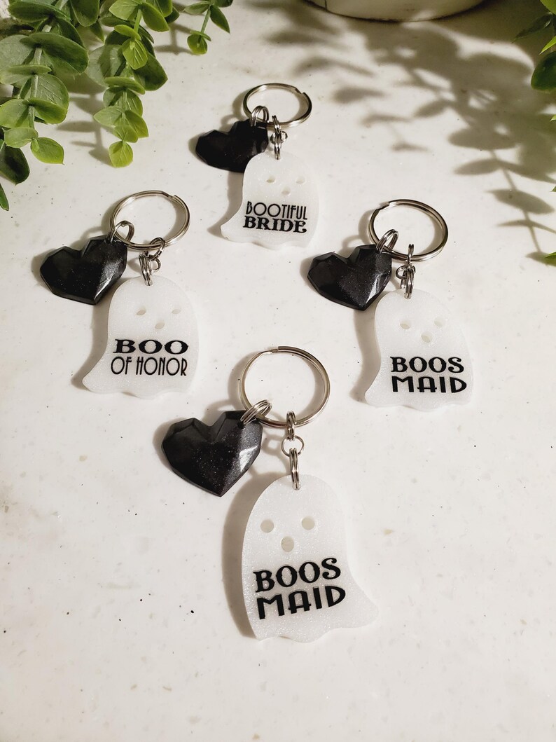 Key Chain Bootiful Goth Bridesmaid Ghost Keychain, Boo, White/pearl, Goth Occult Witch ...