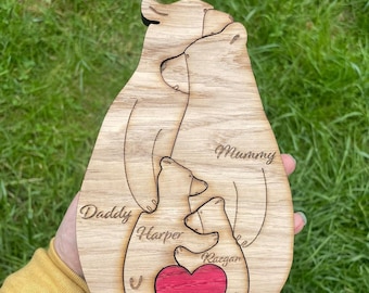 Familie van beren houten puzzel SVG