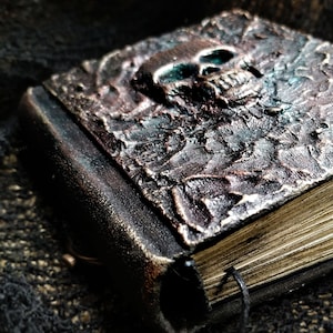 Goth journal with skull, Horror journal 3x4, Halloween spellbook grimoire journal, Hardcover gothic old fashion journals, Book of shadows