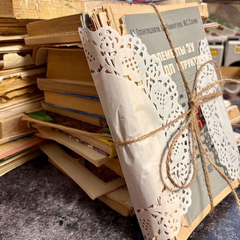 100+ Vintage Paper Bundle Ephemera, Soviet Book Pages Junk Journal ...