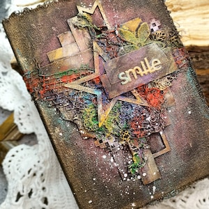 Summer junk journal handmade, unique diary, travel vintage book, Green forest book, botanical springtime artbook, wedding journal. To order.