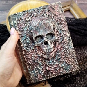 Grimoire journal with skull, Gothic journal 4x6, Horror journal, Halloween spellbook journal, Creepy journal, Skull notebook, old book