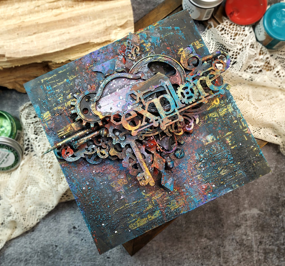 Square Abstract Wall Art Object Creative Steampunk Decor Etsy