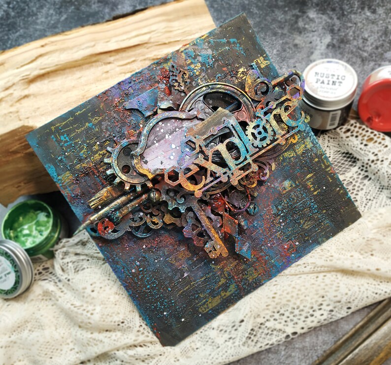 Square Abstract Wall Art Object Creative Steampunk Decor Etsy