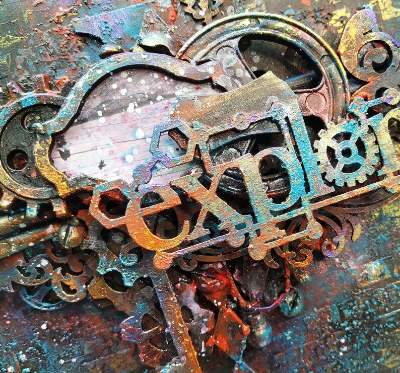 Square Abstract Wall Art Object Creative Steampunk Decor Etsy