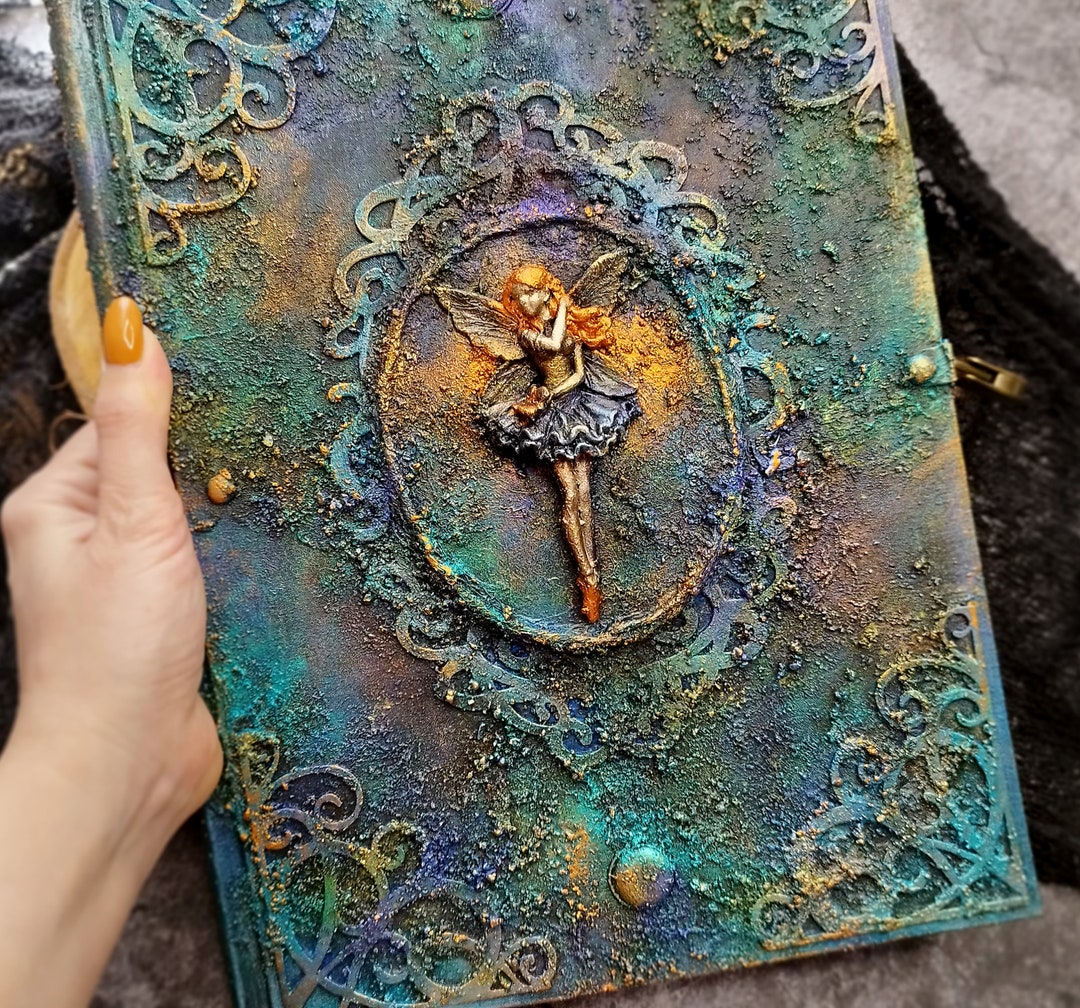 Grimoire Journal With Fairy Lock and Key, Witchy Junk Journal With Lock