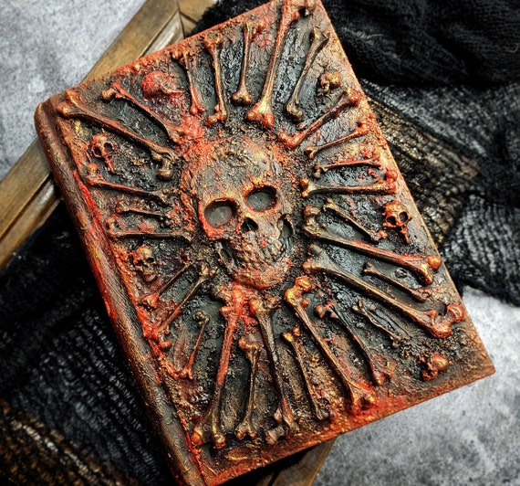 Large Horror Book With Skull, Gothic Grimoire Junk Journal