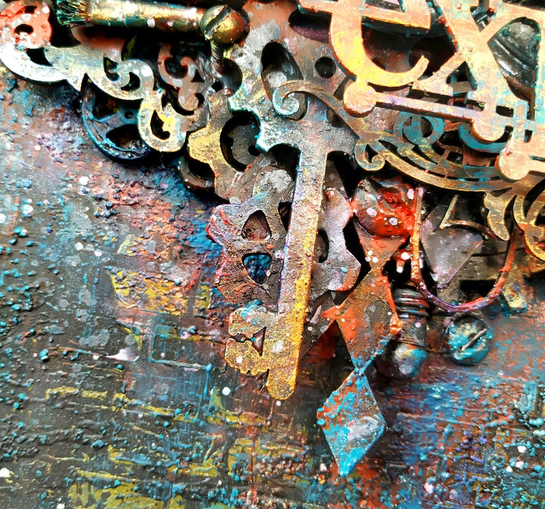 Square Abstract Wall Art Object Creative Steampunk Decor Etsy