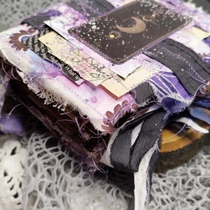 Astro Academia junk journal, wedding shadow work journal, dream travel journal, purple tarot grimoire journal handmade, witchy planner