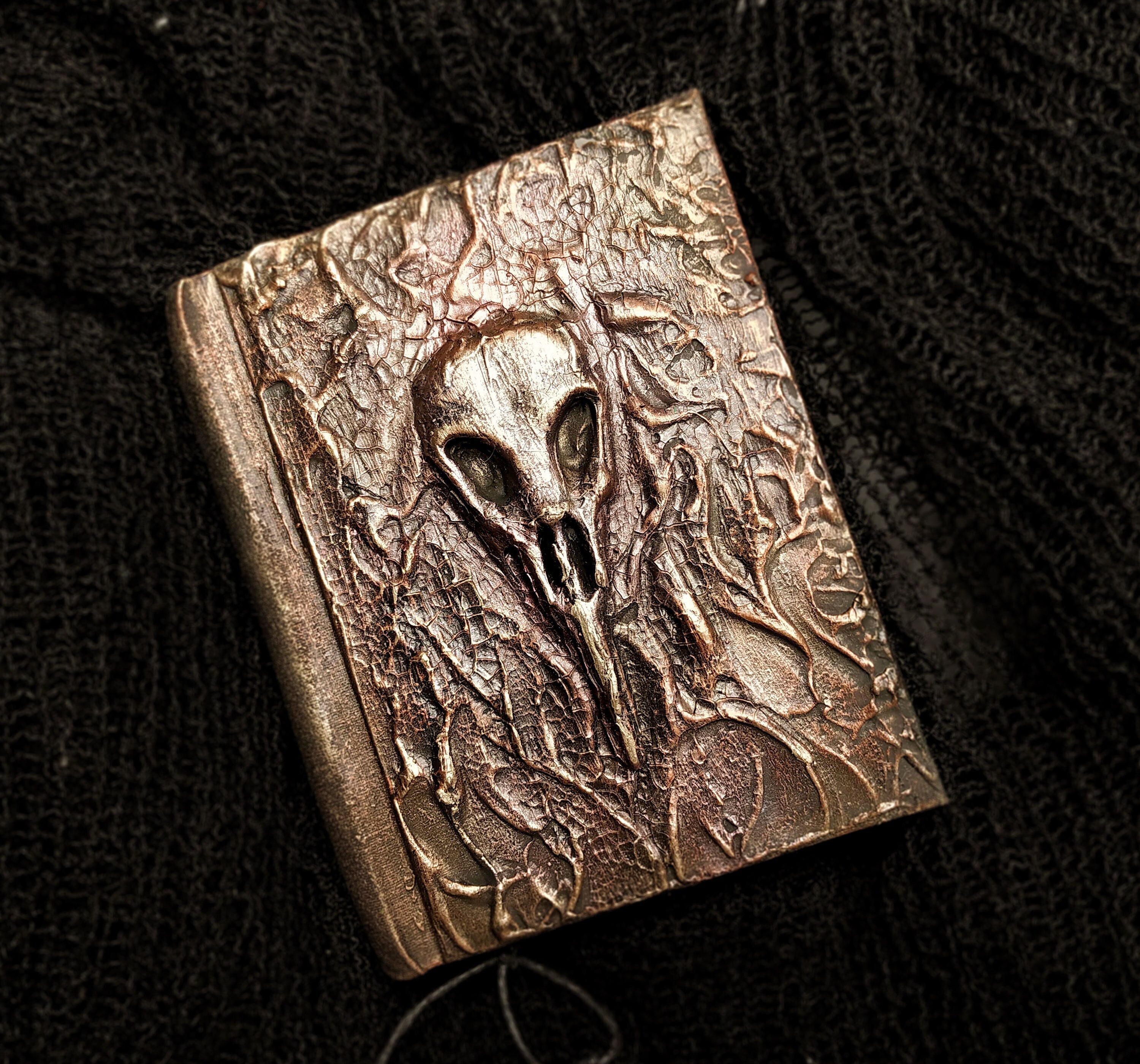 Goth journal, Horror mini 3x4 journal, Hardcover book with skull, Book of shadows handmade, Halloween spellbook journal, pocket journal