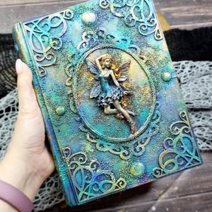 Thick Fairy journal, diary with lock, gothic junk journal, grimoire journal, witch planner, wedding fairy hardcover notebook