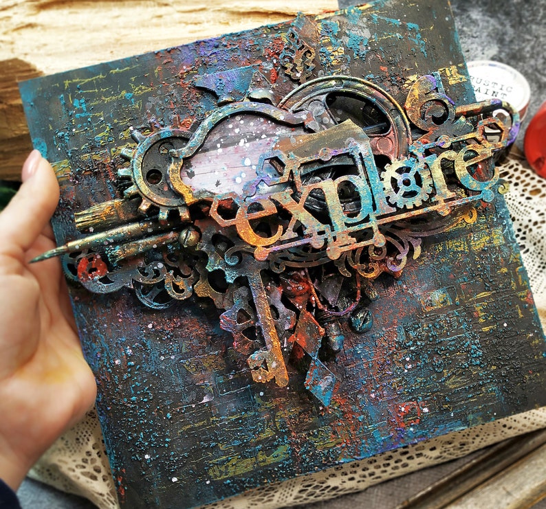 Square Abstract Wall Art Object Creative Steampunk Decor Etsy