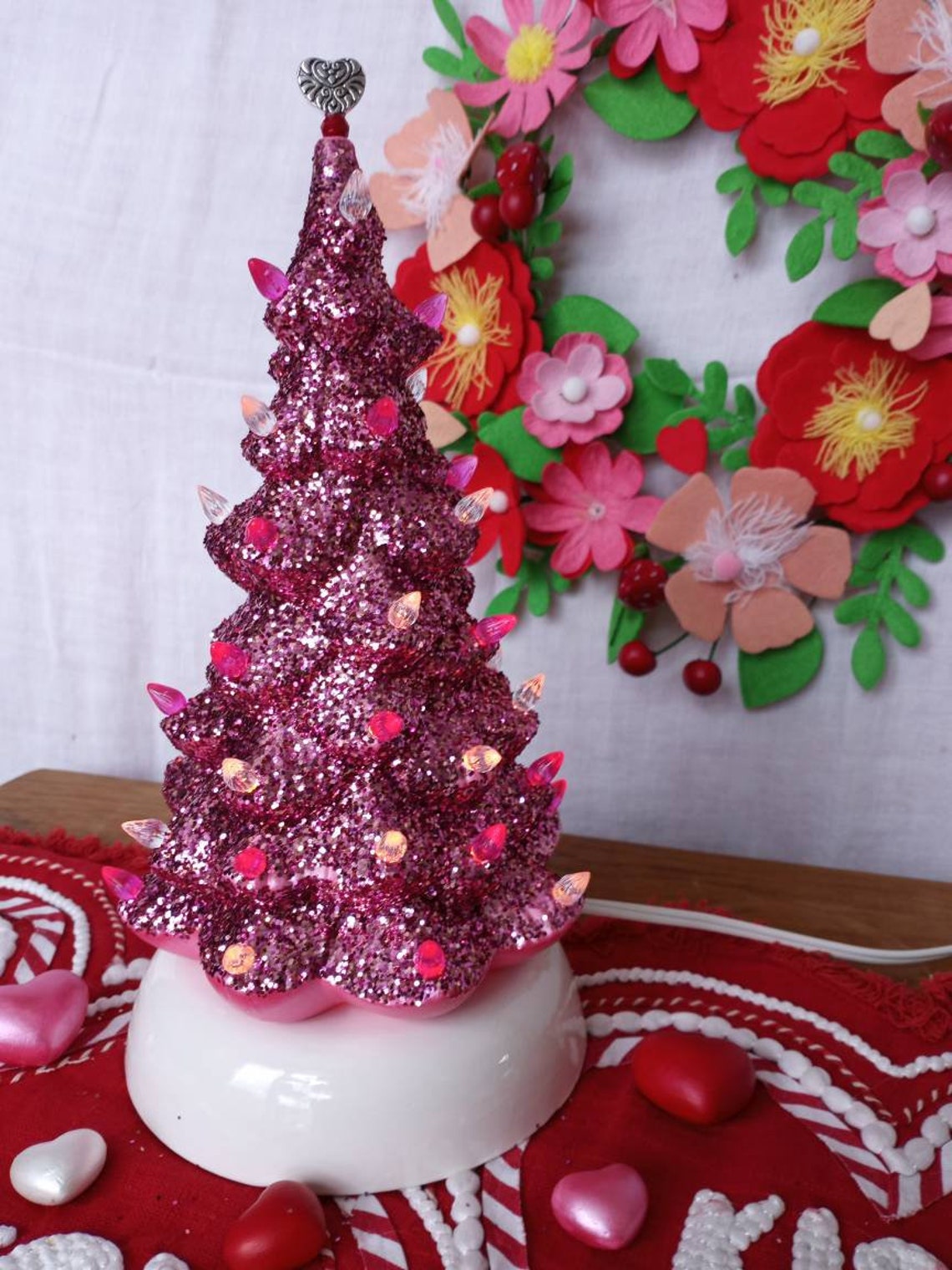 Valentines Glitter Ceramic Trees Etsy