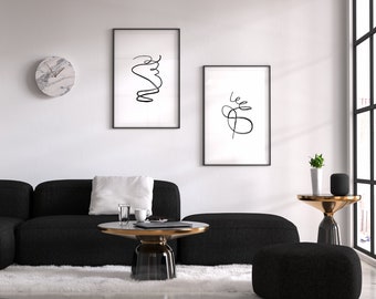 Abstract Line Art Set Of 4, Fine Lines, Minimalist Decor, Digital Download, Line Art, Printable Art, Line Drawing Wall Art,Minimalist Poster