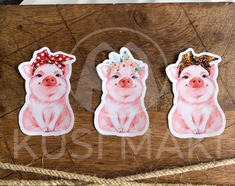 Cute Piggy Vinyl Sticker | Set or Individual Stickers | Great for laptops, water bottles, phone cases, tablets, etc