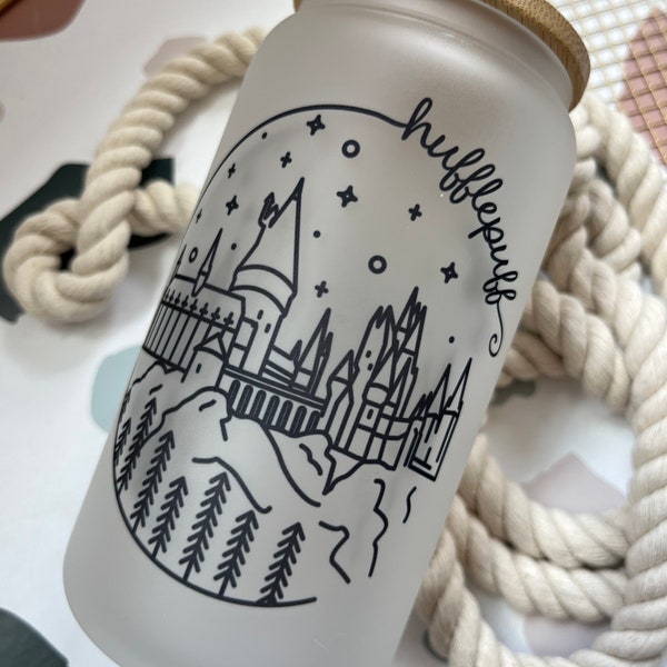 Hufflepuff Beer can glass gift | Glass Cup | Iced Coffee | NO VINYL! |