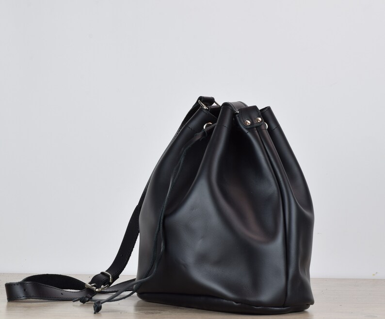Leather Bucket bag,leather bag women,Bucket bag,Gift for her,Womens leather bag,Leather shoulder bag,Leather pouch bag,leather cross bag image 5