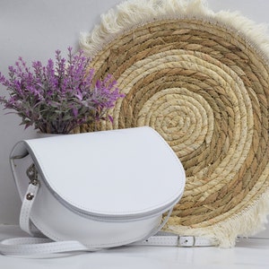 white leather shoulder bag,leather womens bag,leather crossbody bag,leather saddle bag,gift for her,leather bag women,white leather bag