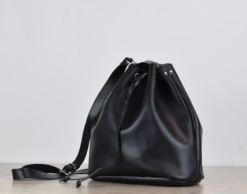 Leather Bucket bag,leather bag women,Bucket bag,Gift for her,Womens leather bag,Leather shoulder bag,Leather pouch bag,leather cross bag image 1