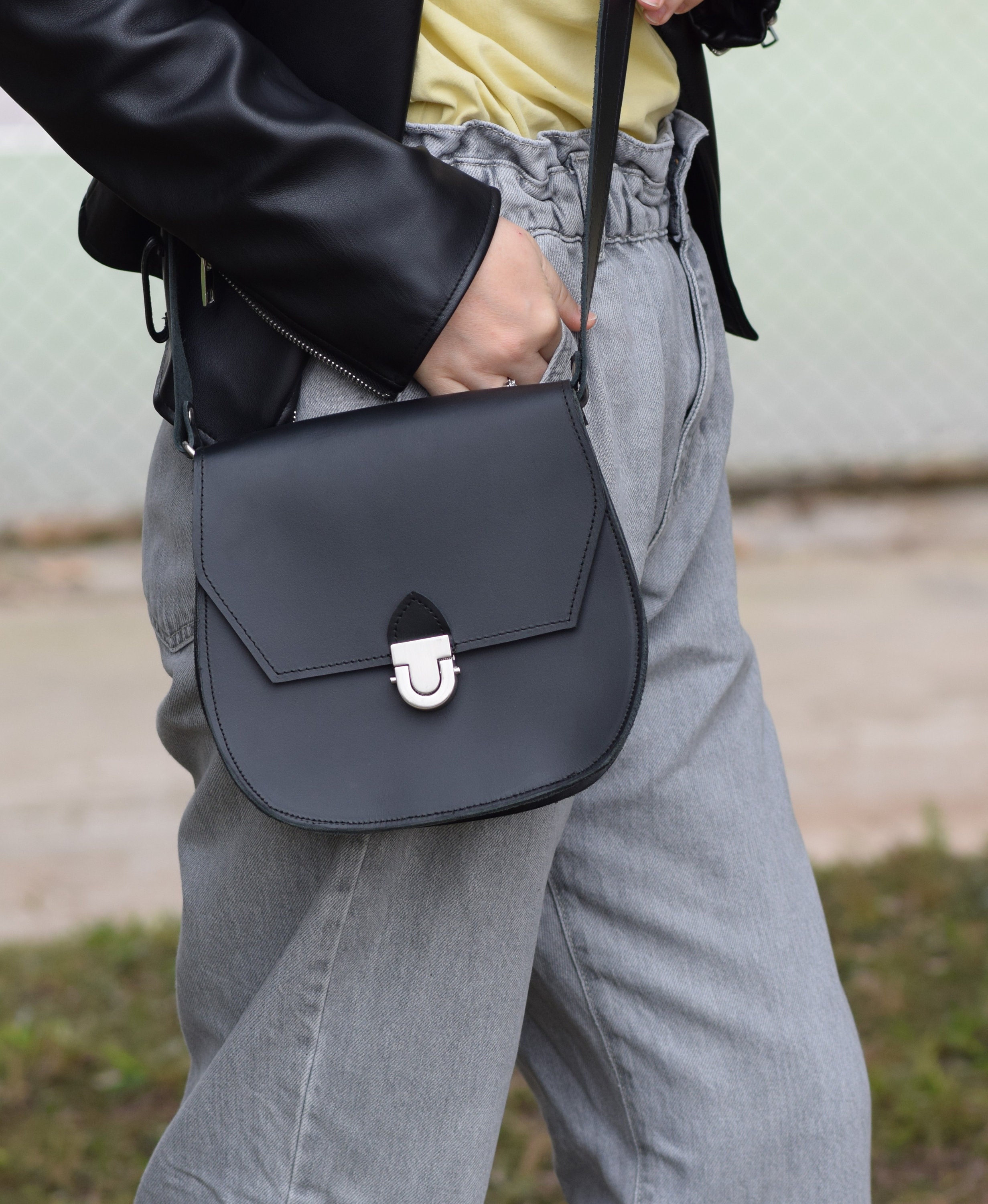 Leather Shoulder Bag Leather Womens Bag Leather Crossbody Bag Black Leather Saddle Bag Gift for her Leather Bag Women Leather Cross Bag