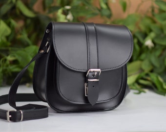 leren schoudertas, leren damestas, leren crossbody tas, leren zadeltas, cadeau voor haar, zwarte leren tas vrouwen, cross leren tas