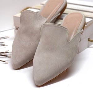 suede leather mules,leather flats,suede mules,leather slides,open heel shoes,summer shoes,greek leather sandals,pointed shoes,gift for her